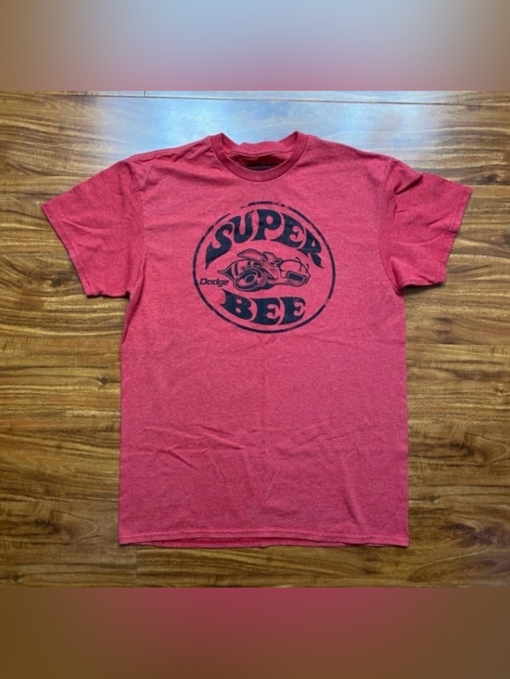 Licensed Dodge Men's Red Super Bee Car Crew Cotton Graphic T-Shirt Size Medium